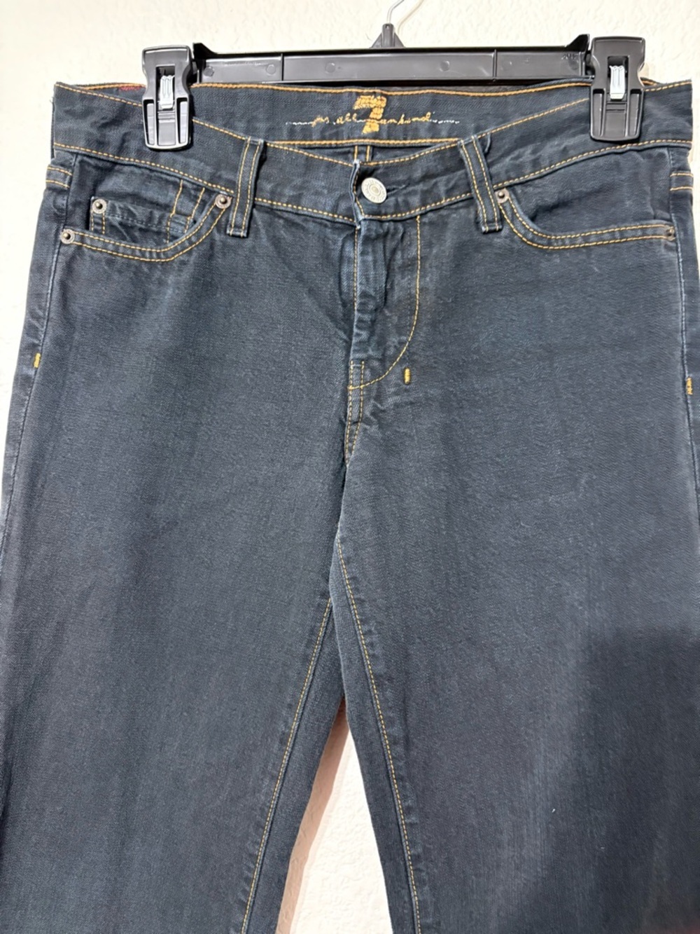 Dojo 7 For All Mankind Jeans Low Rise Flare Leg Dark Wash 28 Made in USA‎ - Picture 4 of 13